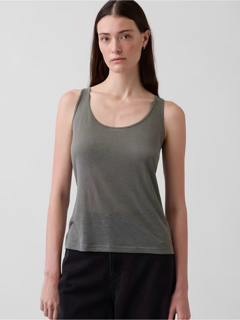 Gap black linen blend tank top
